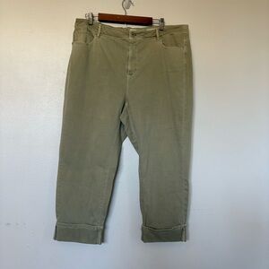 J Jill Denim Olive Green High Rise Cropped Jeans Size 20W Casual Neutral